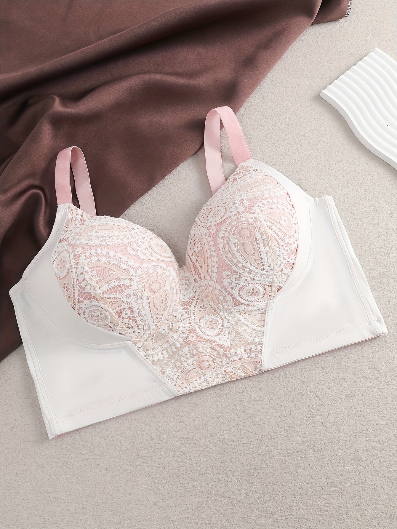  Paisley Lace Molded Cup Padded Bralette