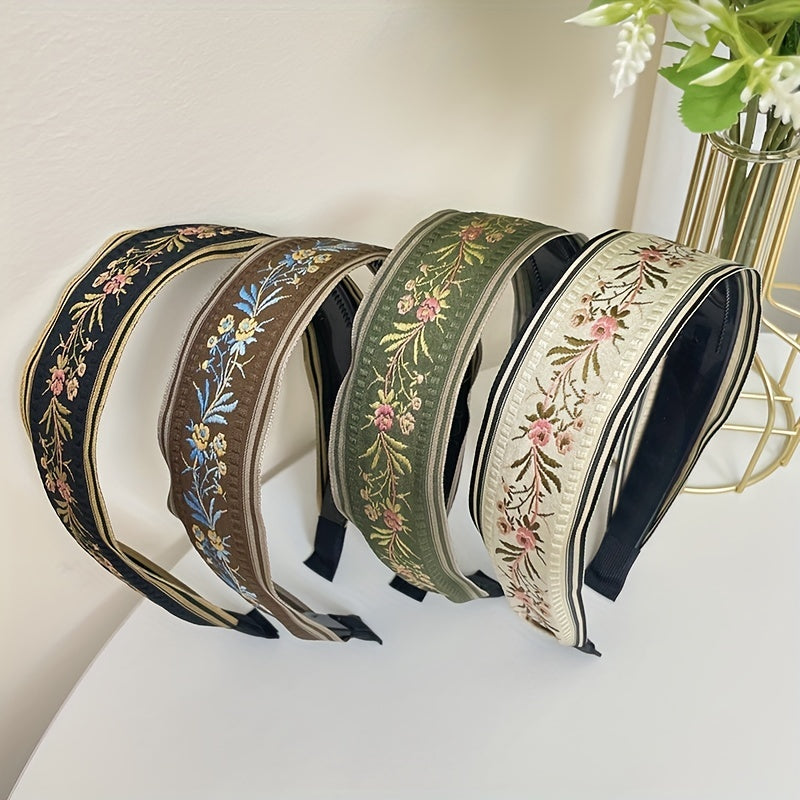 Vintage Flower Embroidery Headband Sweet Hair Accessory