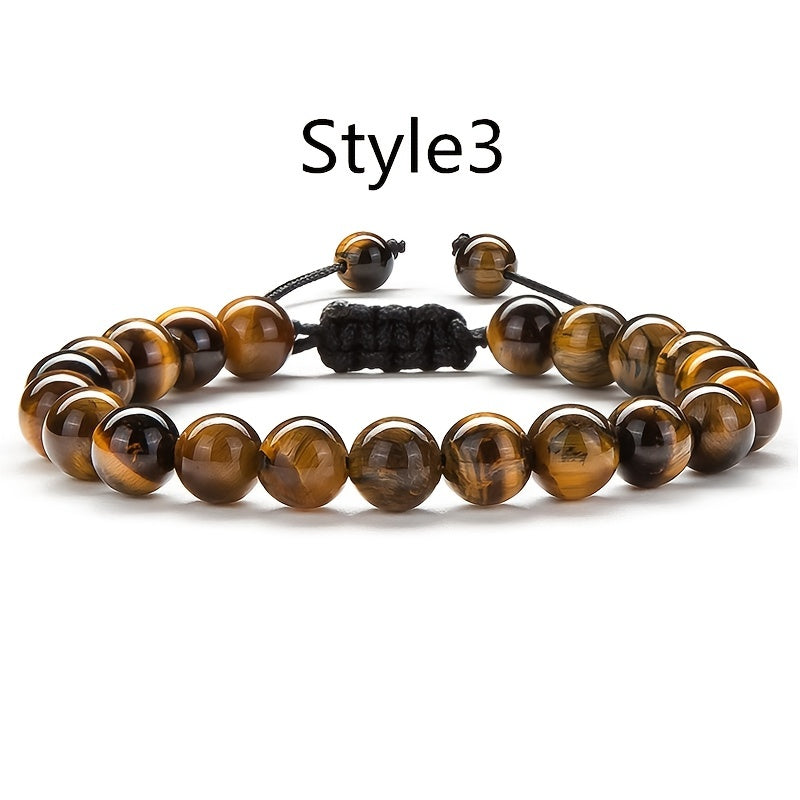 1PC Braided Rope Tiger Eye Stone Bracelet Men Women Matte Agate Bangle