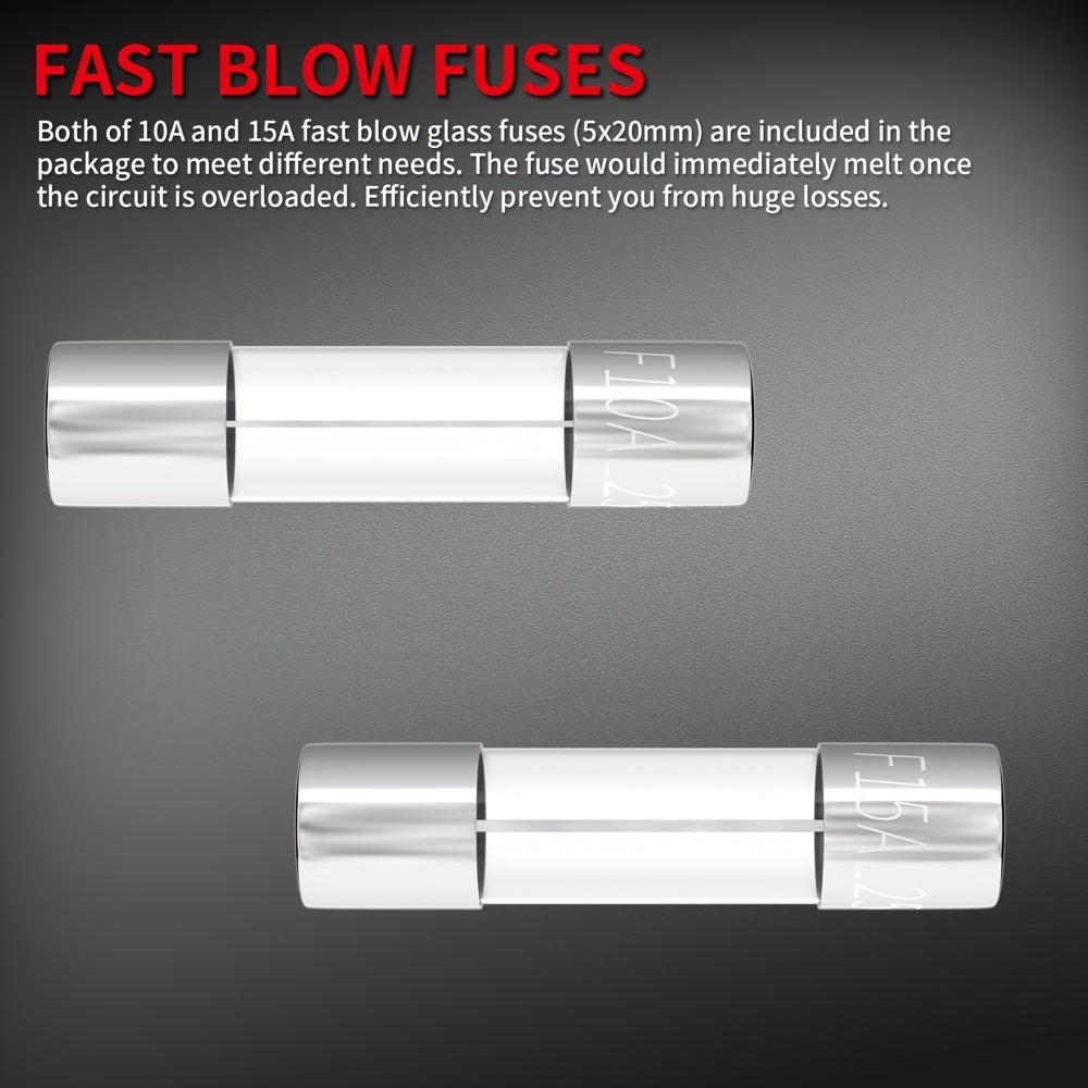 5x20mm Panel Mount Fuse Holder 12V DC 250V AC Screw Cap Fuse Holders