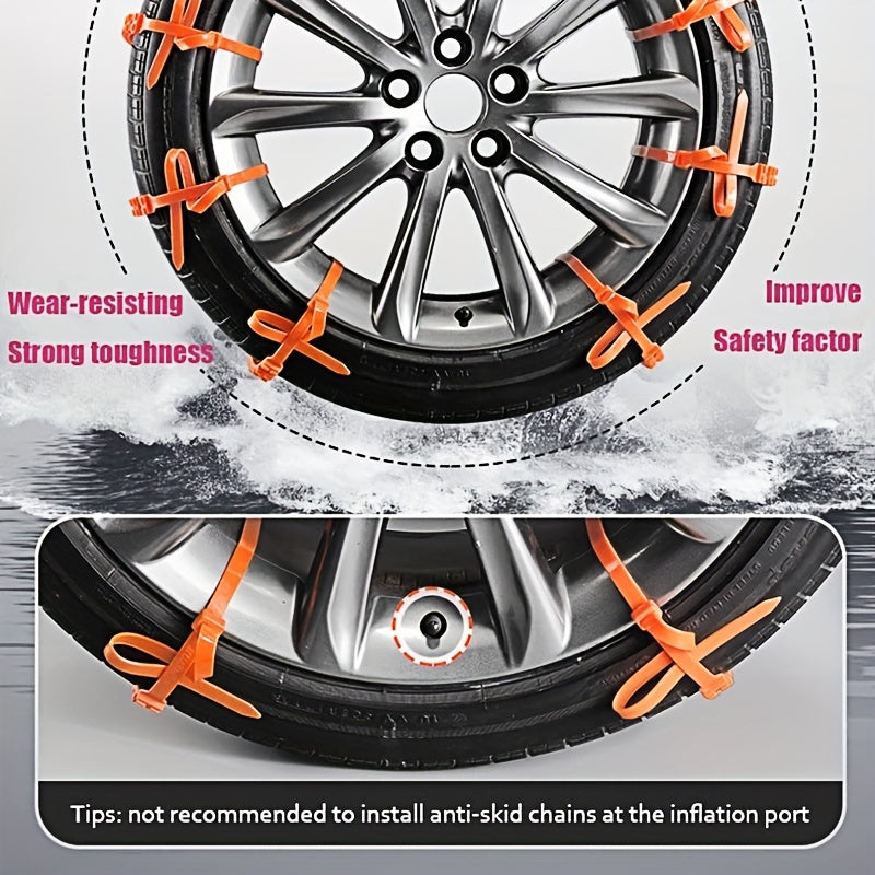 Car Snow Tire Chains 10PCS Universal Adjustable Emergency Portable Snow Chains