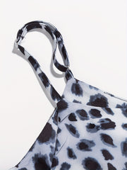  Leopard Print V Neck Harem Jumpsuit