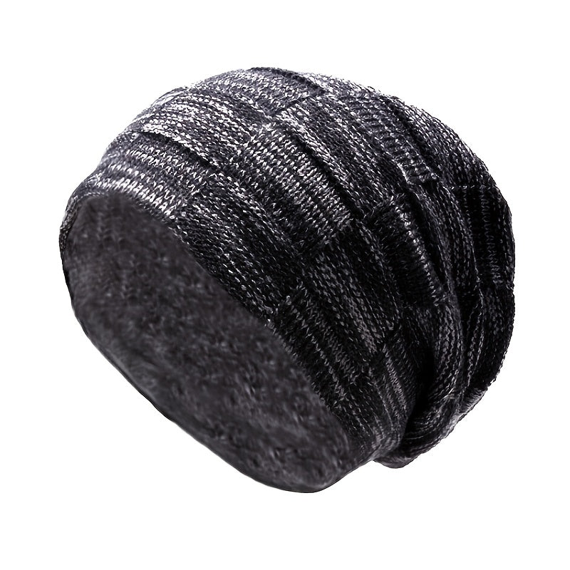 Men's Winter Plush Knitted Beanie Set