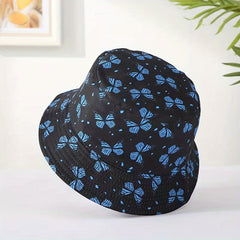 Butterfly Print Reversible Bucket Hat Lightweight Basin Hat Casual Sunscreen