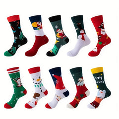 Cute Cartoon Print Socks & Christmas Mid Tube Socks Women's Stockings