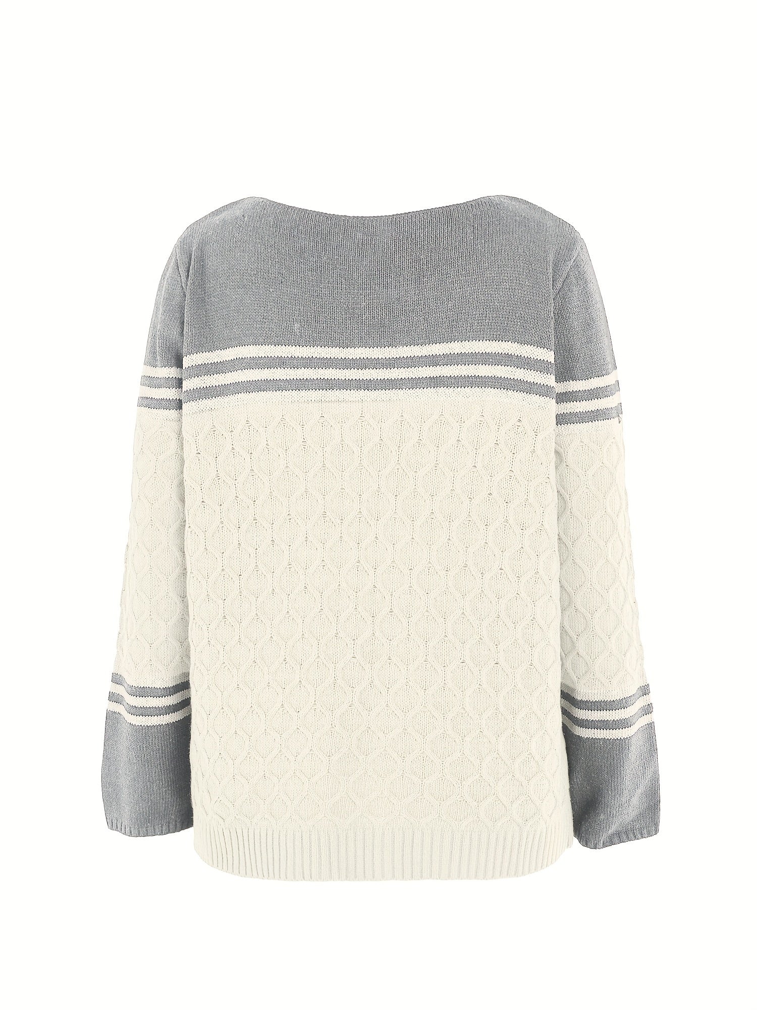  Colorblock Stripe Print Jacquard Sweater