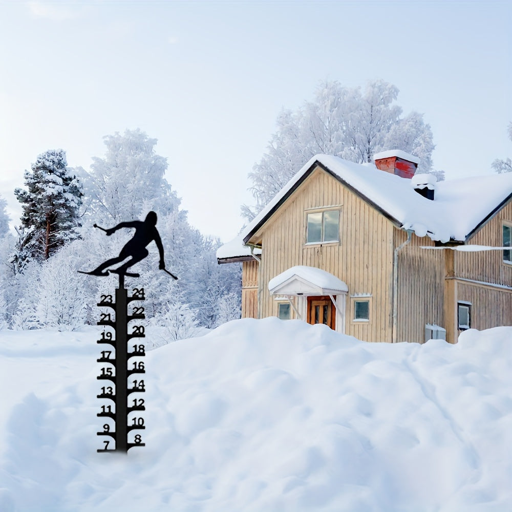 Snow Gauge Metal Snowfall Measuring Rod Winter Skiing Ruler Christmas Gift