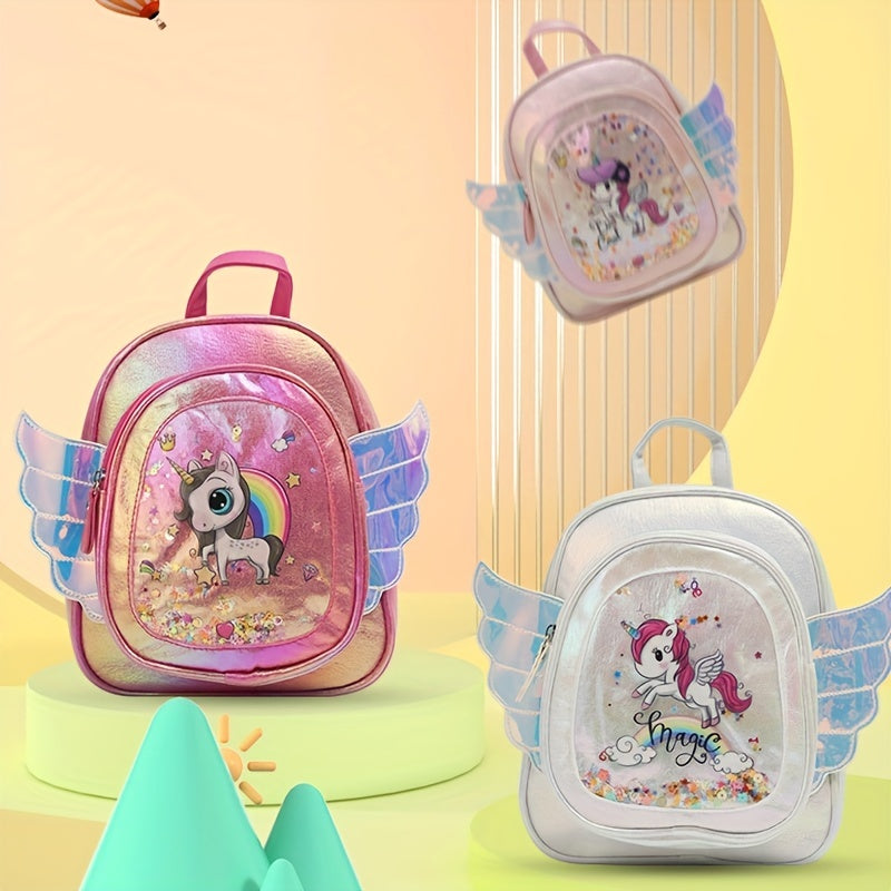 Cartoon Unicorn Wings Backpack Casual Kids Backpack Kindergarten Elementary Unic