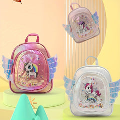 Cartoon Unicorn Wings Backpack Casual Kids Backpack Kindergarten Elementary Unic