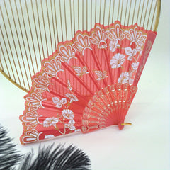 Women's Lace Floral Pattern Fan Chinese Style Costume Cheongsam Accessories