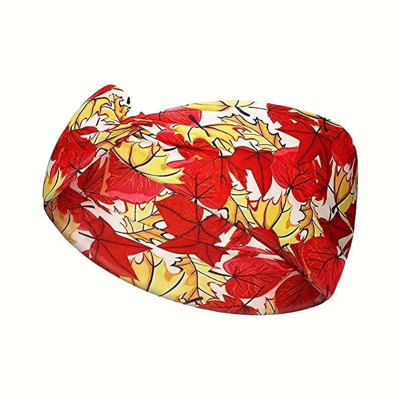 Maple Print Headband Criss Cross Headdress Pumpkin Sunflower Pattern