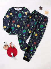 Space Planets Pajama Set for Kids Long Sleeve Top & Pants