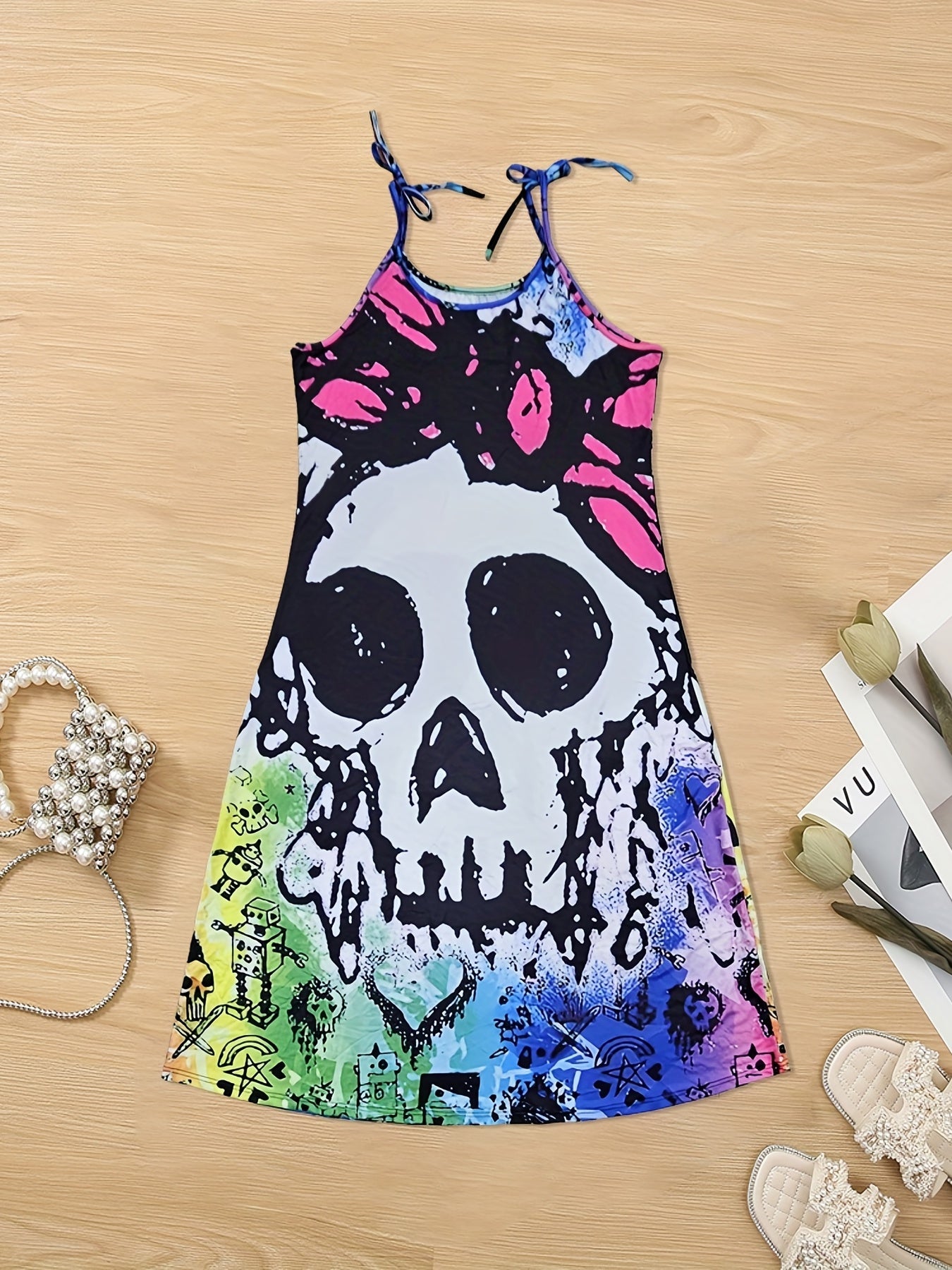  Goth Summer Dress Women's Maxi Cami Dress