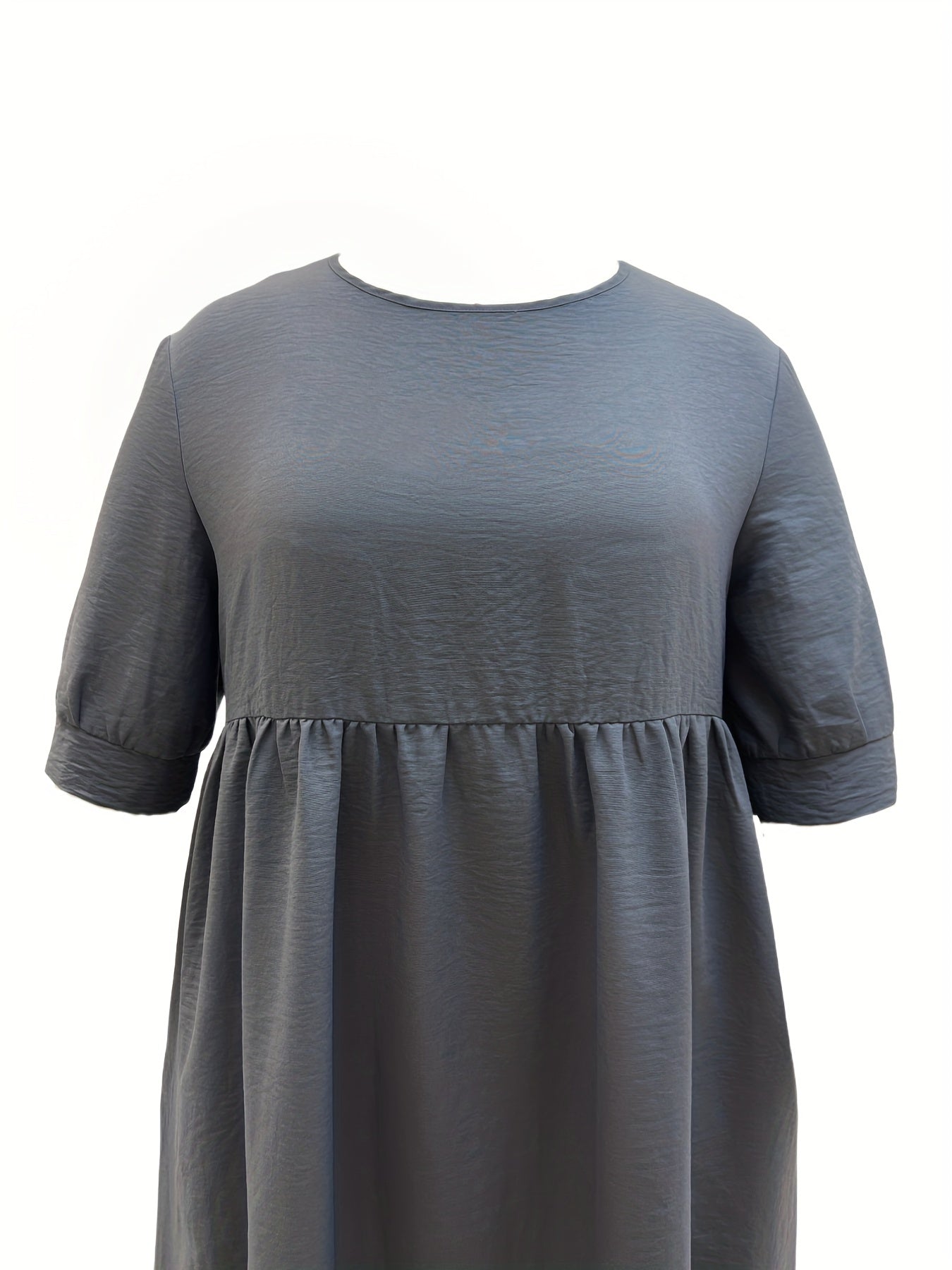  Casual Dress Women's Solid Round Neck Dress With Pockets