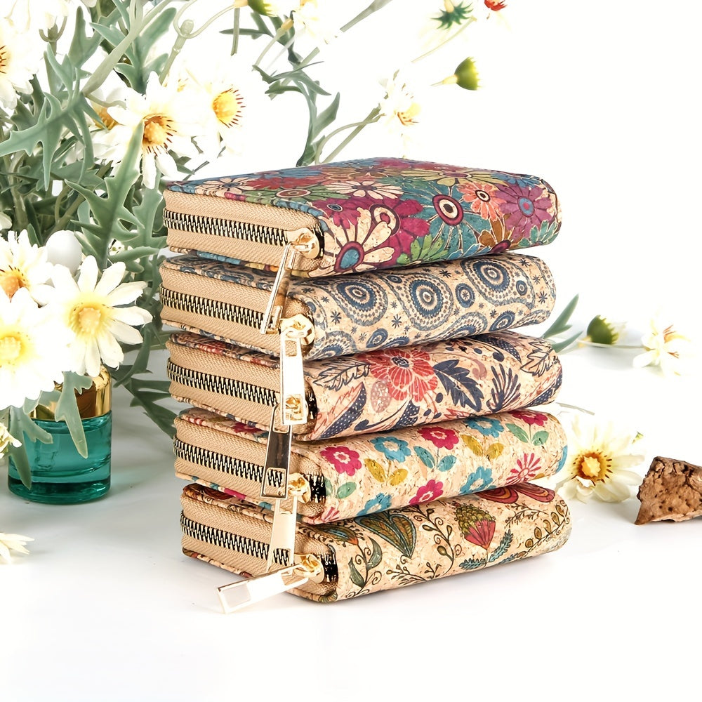Vintage Flower Pattern Short Wallet Zipper Coin Purse Clutch Card Case