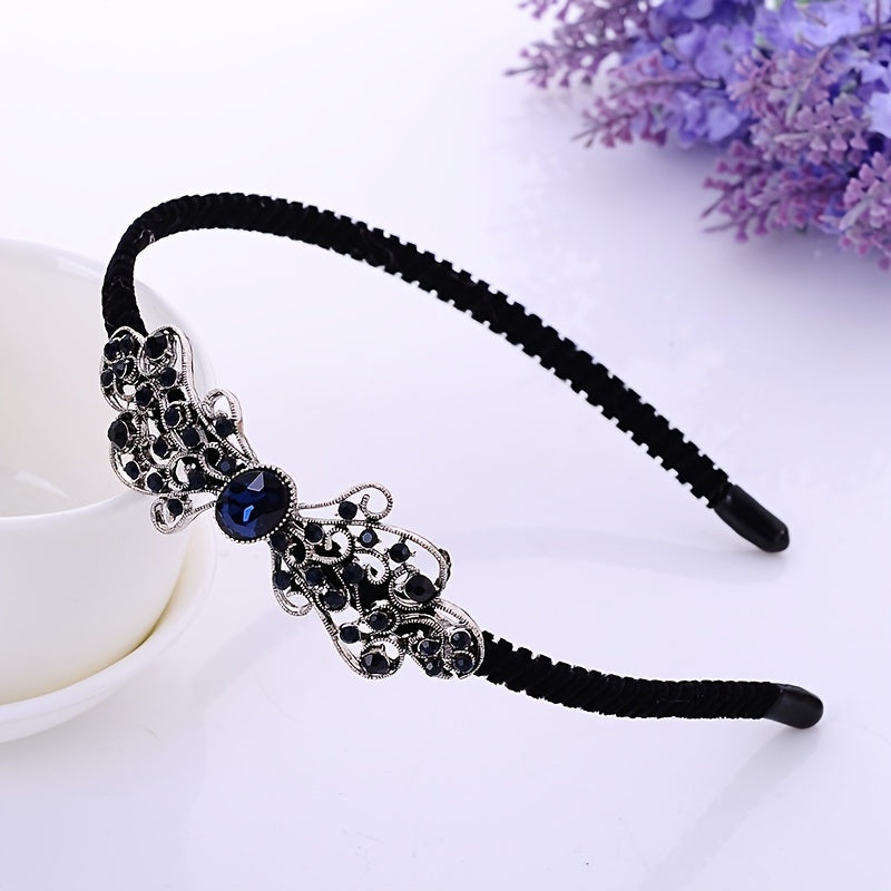 Boho Velvet Crystal Vintage Headband Rhinestone Bow Hair Accessories