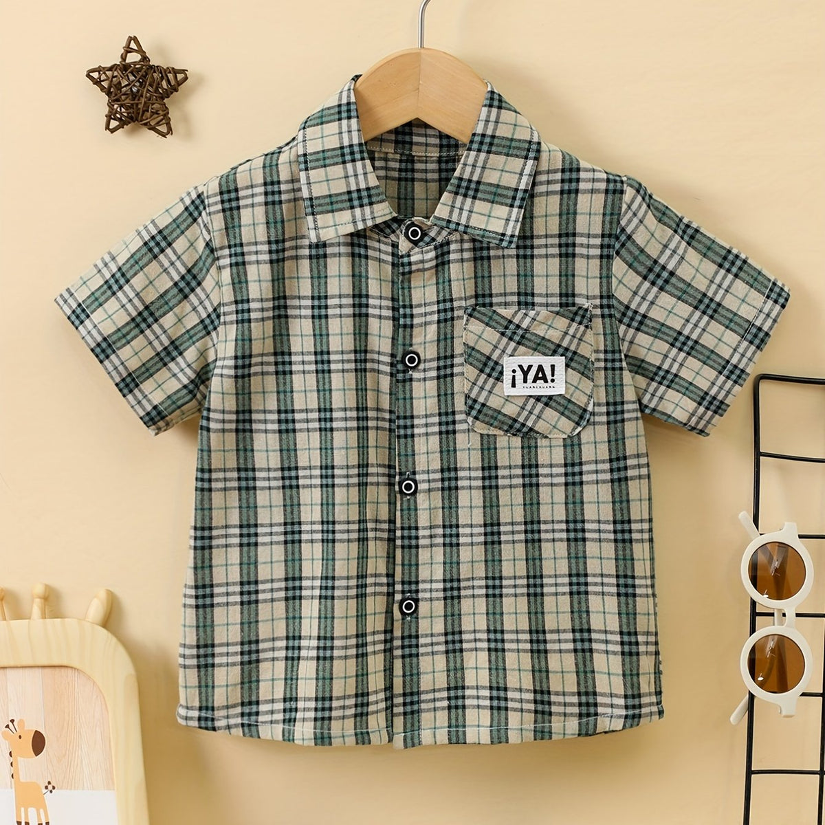 Baby Boys Casual Plaid Short Sleeve Button up Shirt