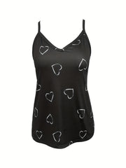  Heart Print V Neck Cami Top