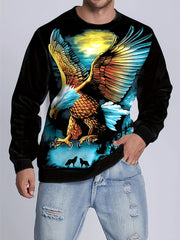 Animal Print Sweatshirt Men's Casual Graphic Crew Neck Pullover