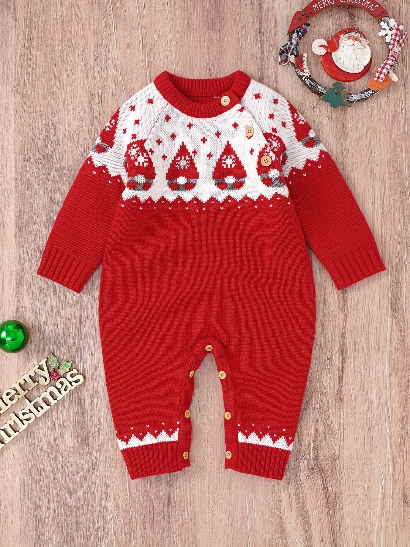 Unisex Baby Christmas Party Knitted Sweater Romper Jumpsuit