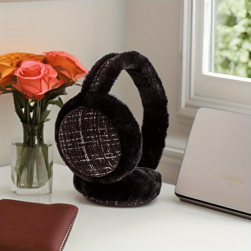 Ultra Soft Plush Foldable Earmuffs - Pastel Pink Beige Brown - Unisex