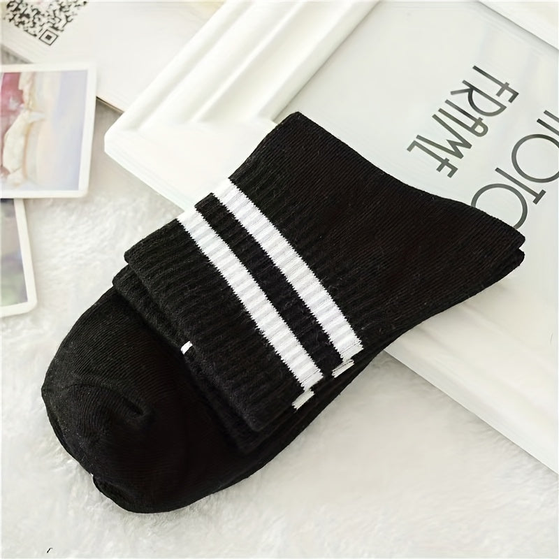 Striped Mid Tube & Japanese Crew Socks Women's Stockings