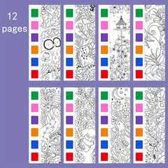 12pcs Watercolor Coloring Book for Kids, Built-in Watercolor Palette