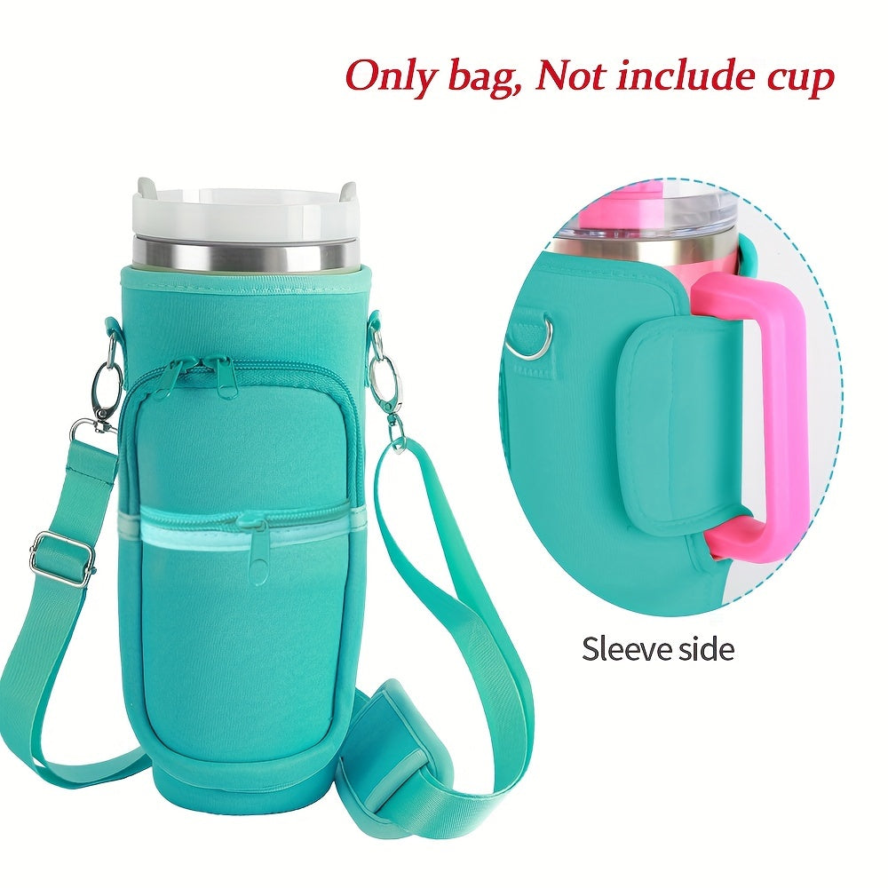 40oz Ice Tumbler Cup Cover w/ Pocket & Strap for Outdoor Travel