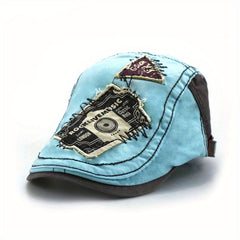 Vintage Patched Retro Peaked Cap for Men