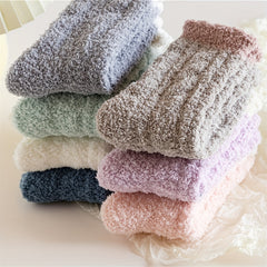 7 Pairs Colorblock Fuzzy Socks Comfy & Warm Thickened Floor Socks