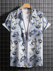 Bamboo Pattern Short Sleeve Hawaiian Shirt for Vacation