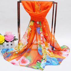 Chiffon Printed Silk Scarf Neckerchief Head Wrap Beach Women Shawl