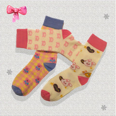 Bunny & Bear Print Mid Tube Socks Women's Stockings