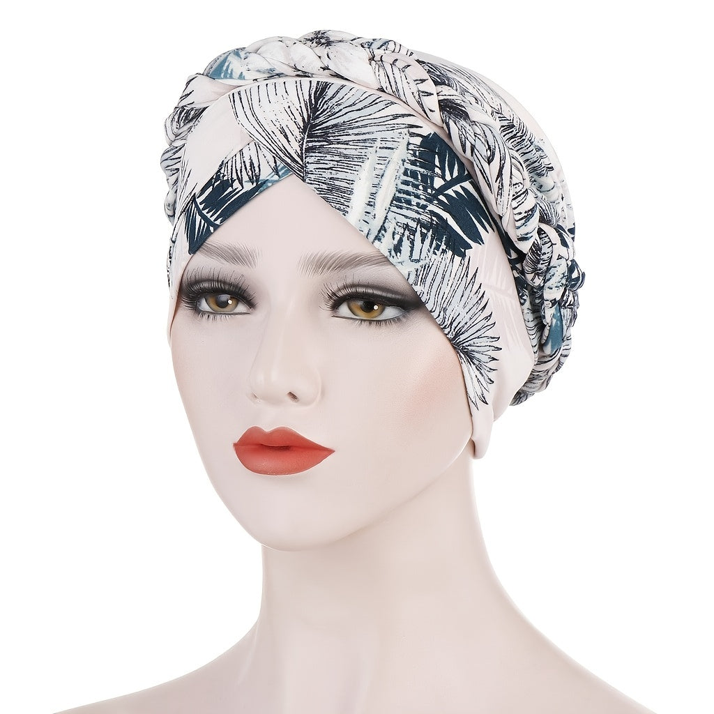Floral Braid Turban Cap Head Wrap For Women Pre Tied