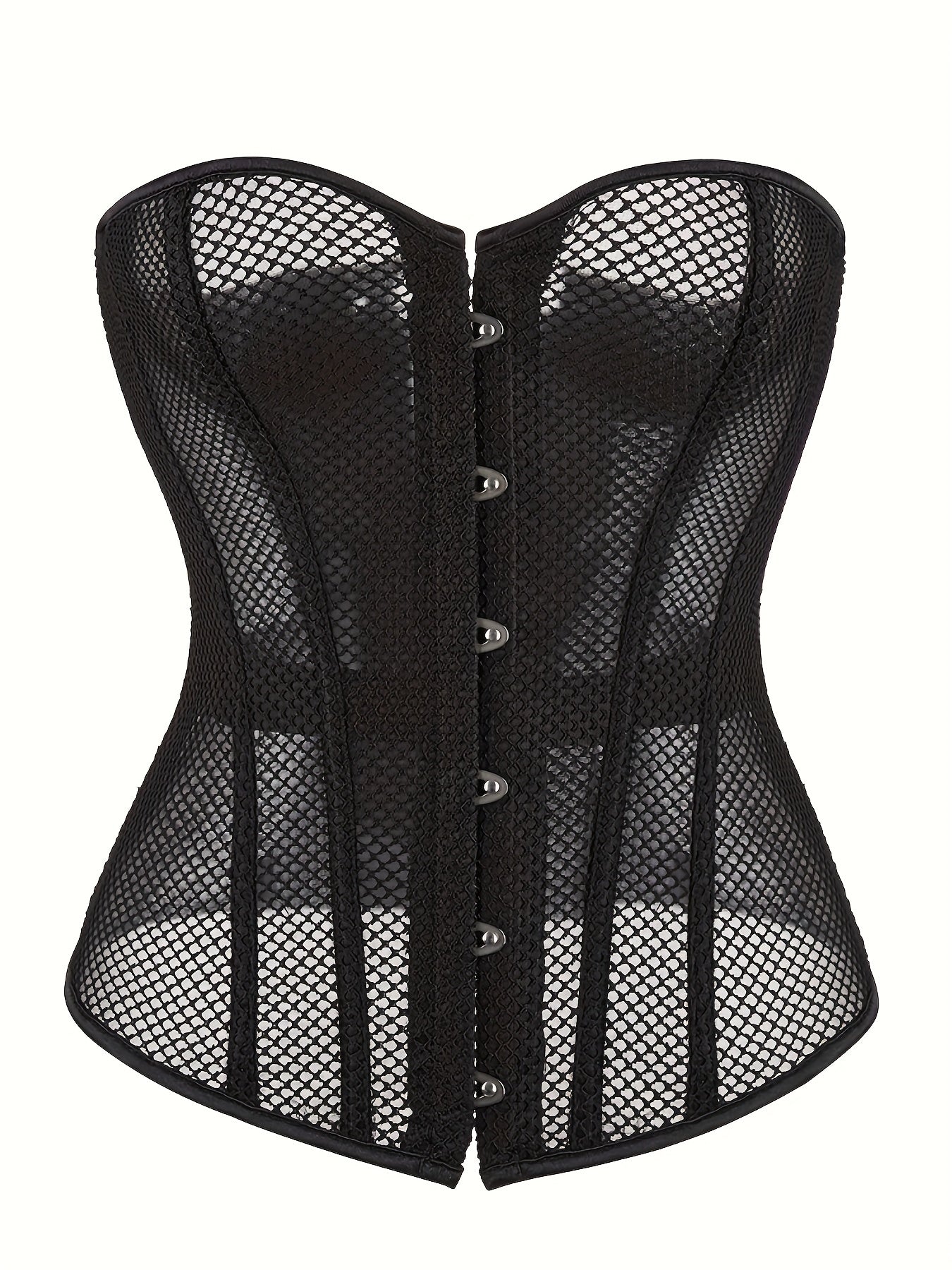 Strapless Mesh Corset Bustier Lace Up Body Shaper Women's Lingerie