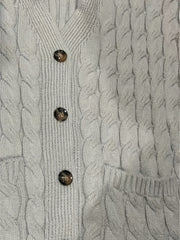 Women's Plus Solid Cable Button Up Cardigan With Pockets
