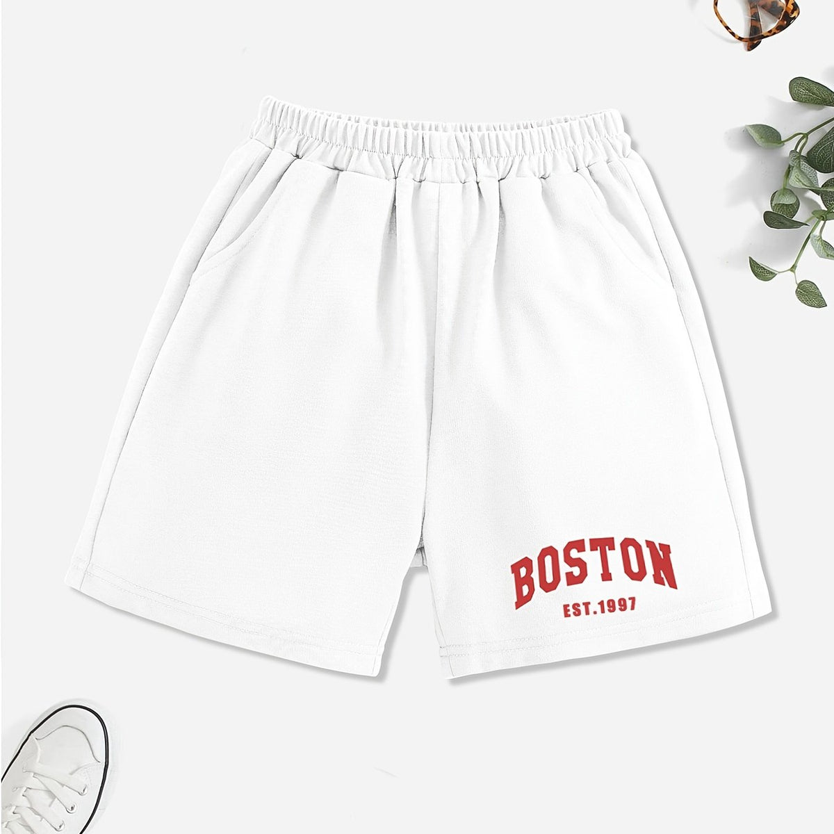 Girls' Casual BOSTON Graphic Shorts Elastic Waist Regular Fit Summer
