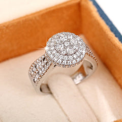 925 Silver Plated Micro Pave Zircon Engagement Ring