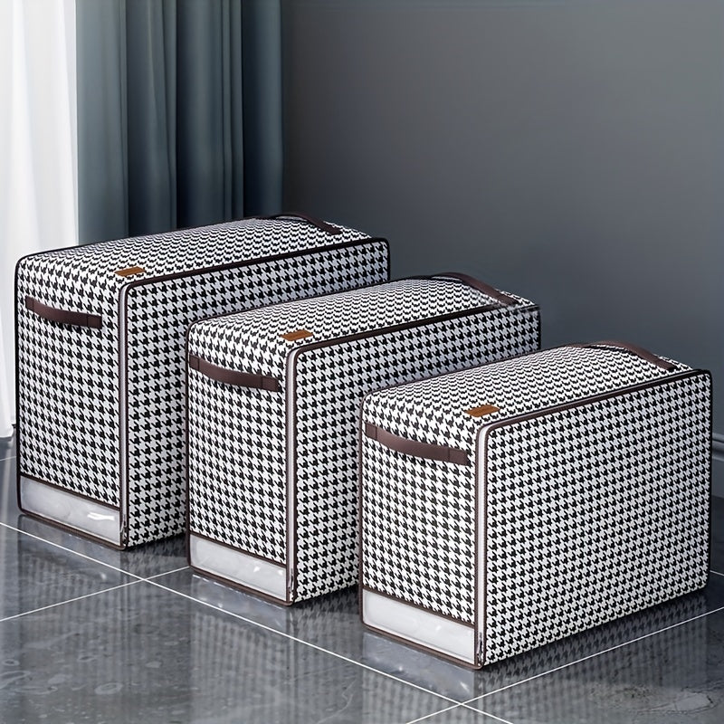 Houndstooth Storage Bag Zipper Dustproof Organizer for Closet