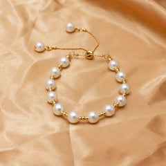 Faux Pearls Beaded Bracelet for Women - Hand Jewelry