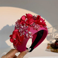 Crystal Mesh Flower Headband Wide Brim Hair Band