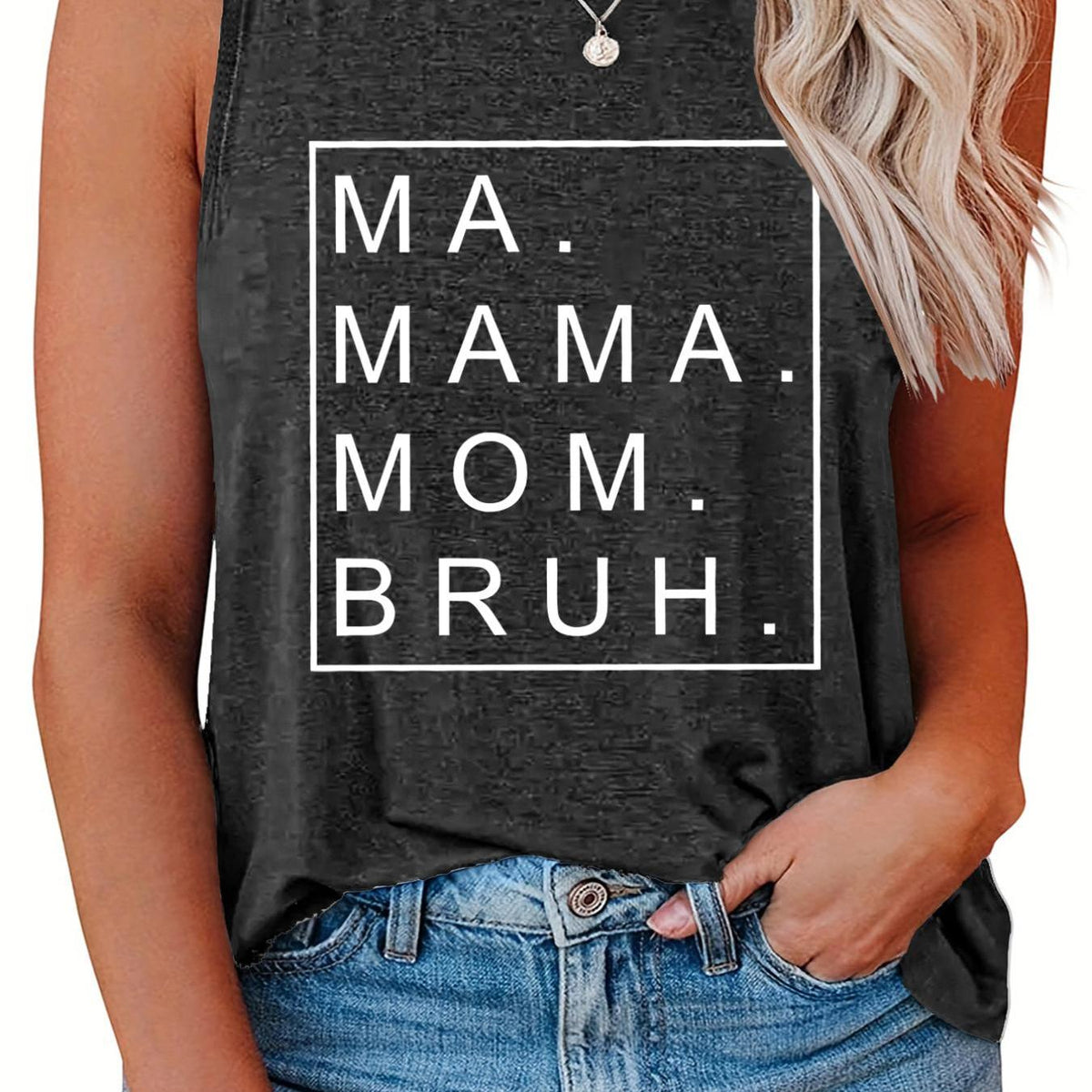  Casual Tank Top Women's Plus Letter Print Tank Top