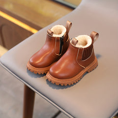 Vintage Style Girls' Ankle Boots with Fleece Lining