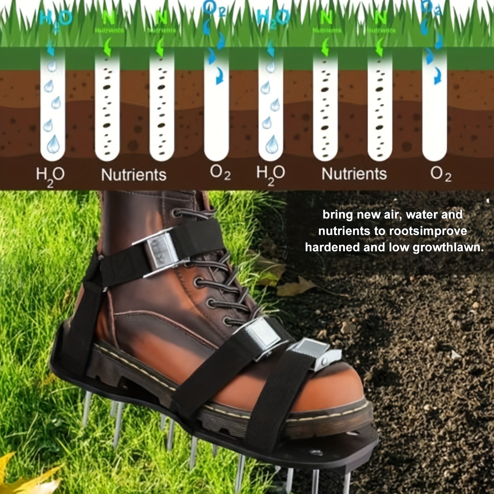 Lawn Aerator Shoes Heavy Duty Spiked Sandals Easy To Use