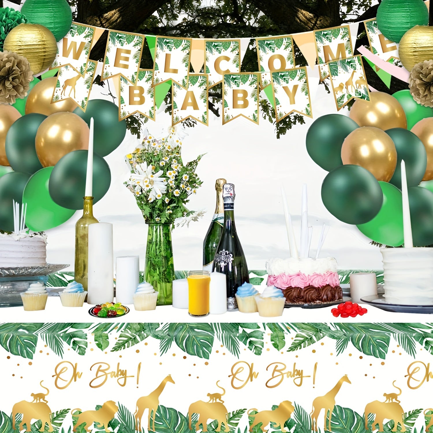 Plastic Jungle Animal Tablecloth - Waterproof Table Covers