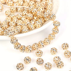 20pcs Mixed Round Beads Rhinestone Rondelles Crystal Spacer Beads