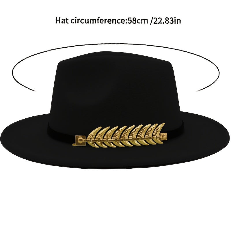 Men's Golden Fishbone Woolen Jazz Hat