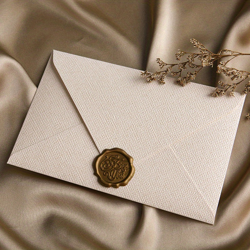 2pcs Linen Textured Paper Envelope Greeting Card Set