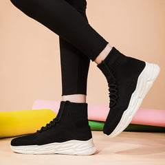 Women's High Top Knit Sneakers Platform Shoes