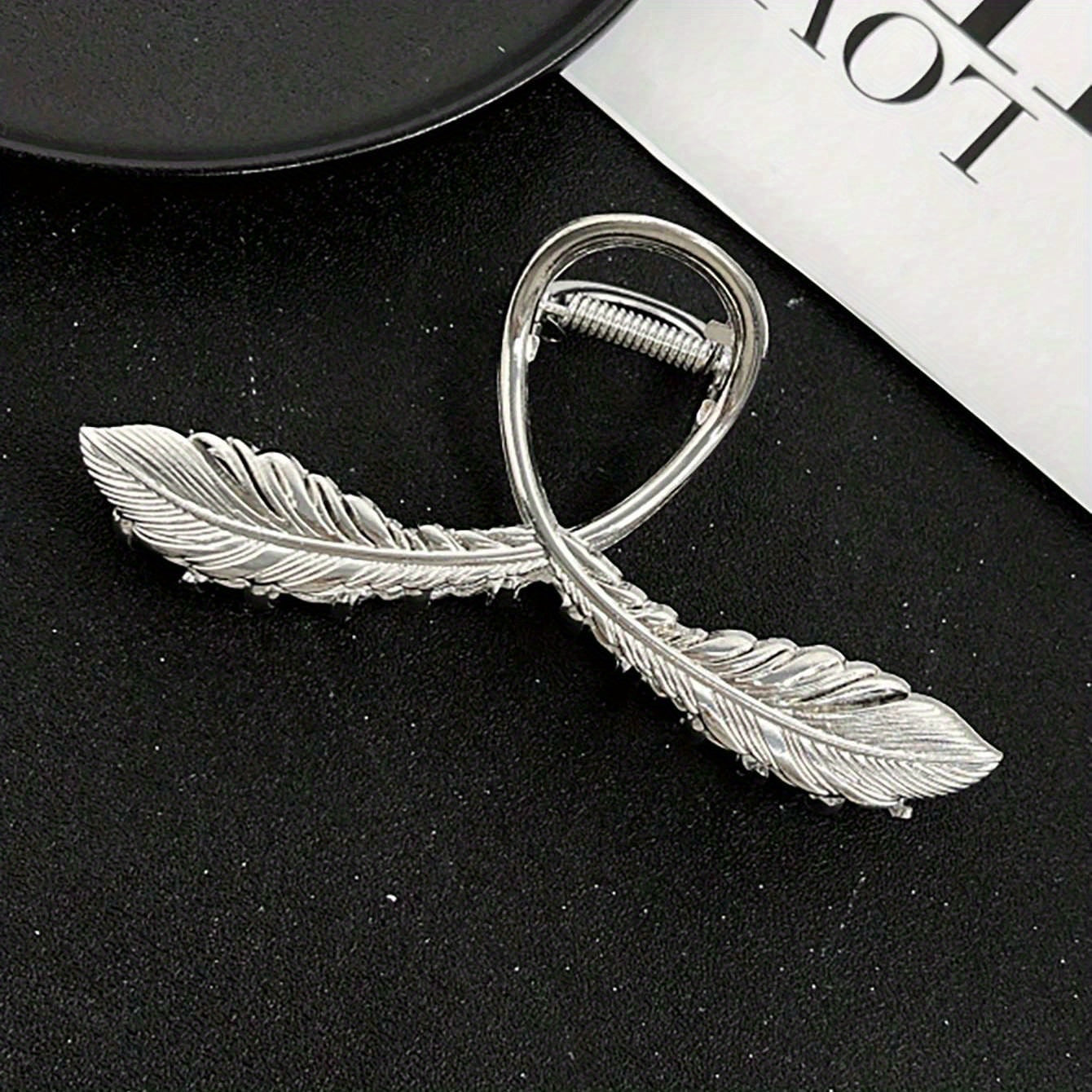 Alloy Feather Hair Claw Ponytail Holder for Women Girls